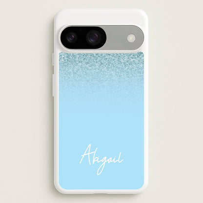 Blue Glitter Personalised Name  - Personalised Phone Case for Google Pixel 9 / 9 Pro