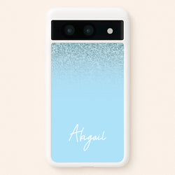 Blue Glitter Personalised Name  - Personalised Phone Case for Google Pixel 8a