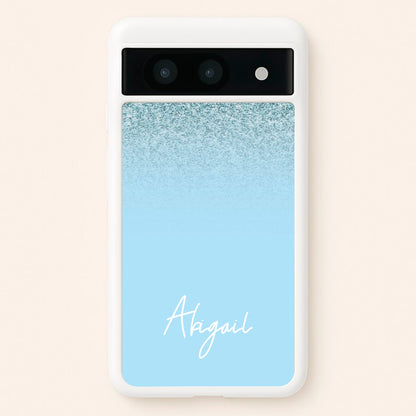 Blue Glitter Personalised Name  - Personalised Phone Case for Google Pixel 8a