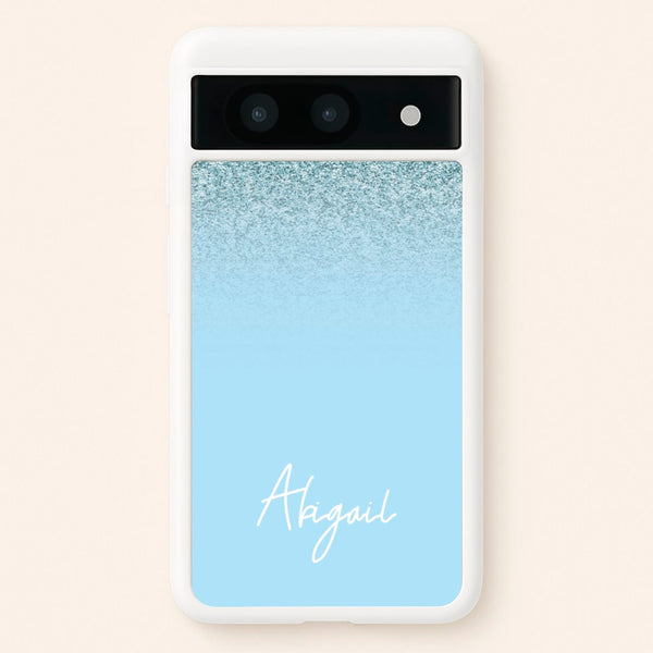 Blue Glitter Personalised Name  - Personalised Phone Case for Google Pixel 8a