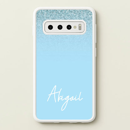 Blue Glitter Personalised Name  - Personalised Phone Case for Galaxy S10