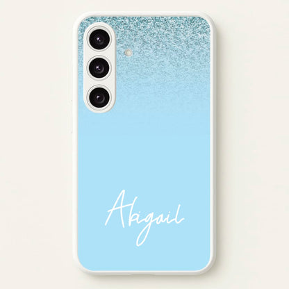 Blue Glitter Personalised Name  - Personalised Phone Case for Galaxy S24
