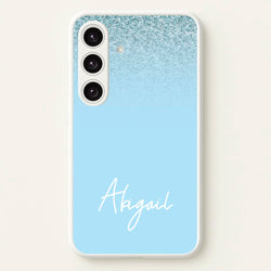 Blue Glitter Personalised Name  - Personalised Phone Case for Galaxy S25 Plus
