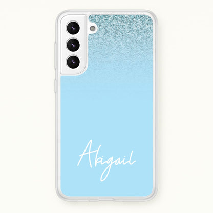 Blue Glitter Personalised Name  - Personalised Phone Case for Galaxy S22 Plus