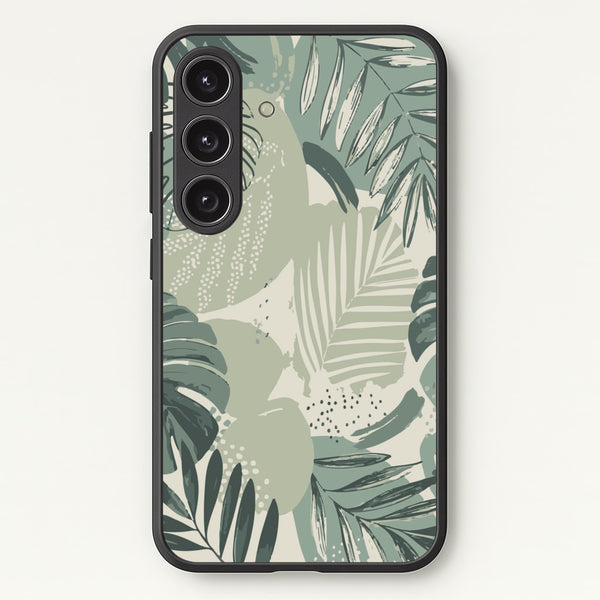 Green Leaf Pattern - Foliage  - Foliage Phone Case for Galaxy S25