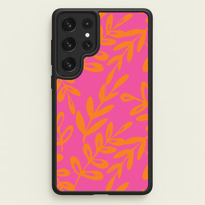 Pink & Orange Leaves - Foliage  - Foliage Phone Case for Galaxy S22 Ultra