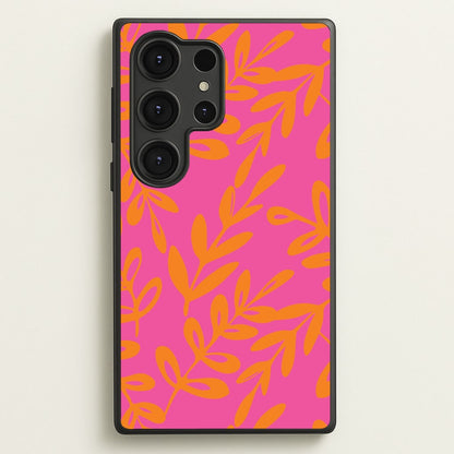 Pink & Orange Leaves - Foliage  - Foliage Phone Case for Galaxy S25 Ultra