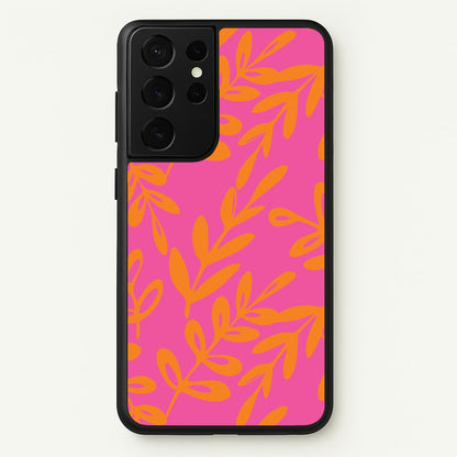 Pink & Orange Leaves - Foliage  - Foliage Phone Case for Galaxy S21 Ultra