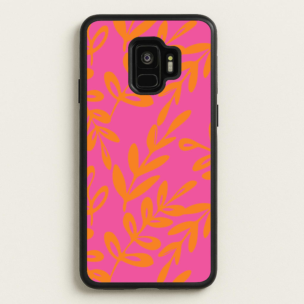 Pink & Orange Leaves - Foliage  - Foliage Phone Case for Galaxy S9