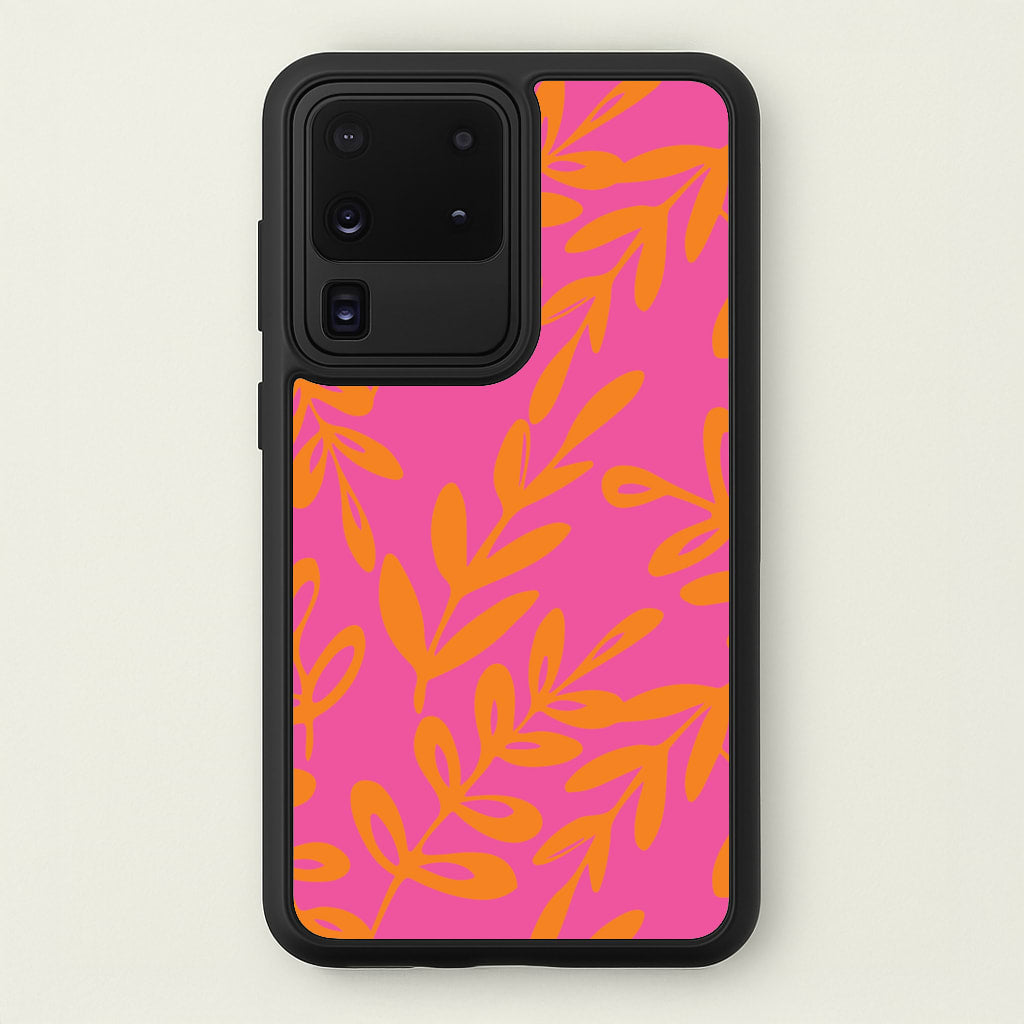 Pink & Orange Leaves - Foliage  - Foliage Phone Case for Galaxy S20 Ultra