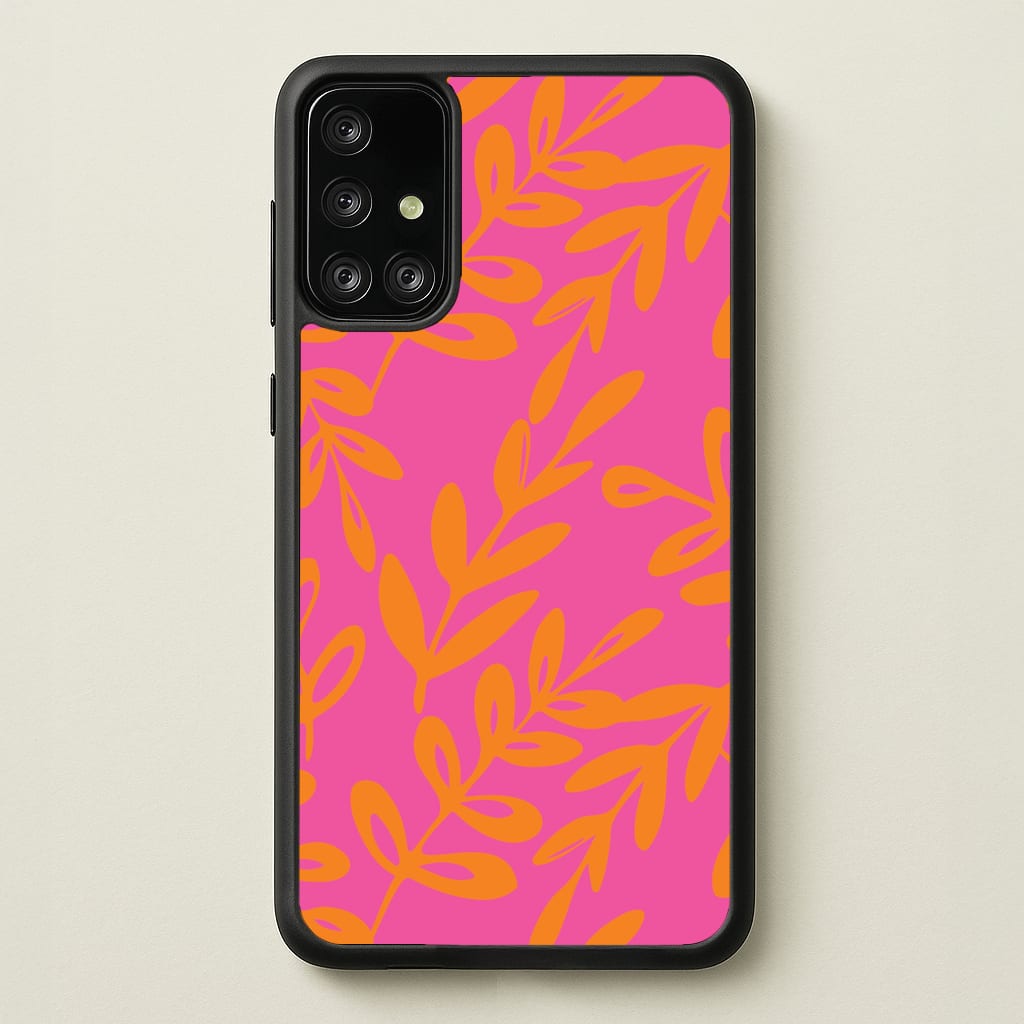 Pink & Orange Leaves - Foliage  - Foliage Phone Case for Galaxy A71