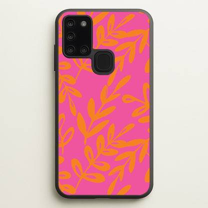 Pink & Orange Leaves - Foliage  - Foliage Phone Case for Galaxy A21s