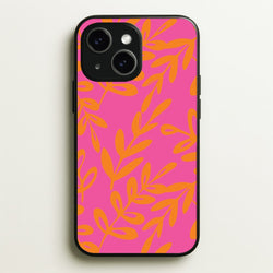 Pink & Orange Leaves - Foliage  - Foliage Phone Case for iPhone 15