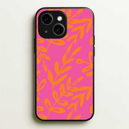 Pink & Orange Leaves - Foliage  - Foliage Phone Case for iPhone 14