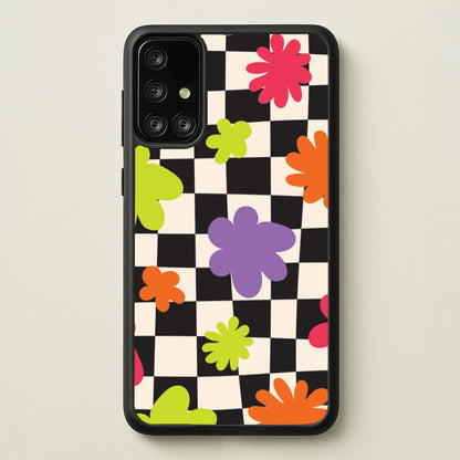 Abstract Flowers Checkered Pattern  - Psychedelic Phone Case for Galaxy A71
