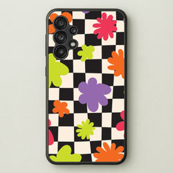 Abstract Flowers Checkered Pattern  - Psychedelic Phone Case for Galaxy A13