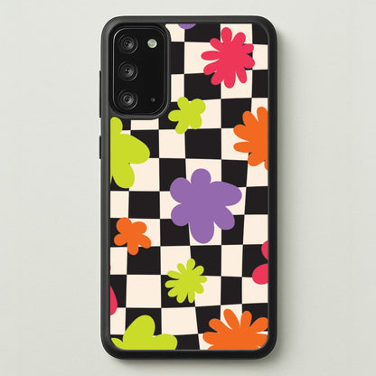 Abstract Flowers Checkered Pattern  - Psychedelic Phone Case for Galaxy Note 20