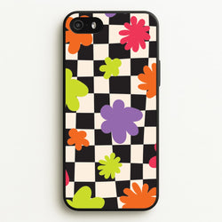 Abstract Flowers Checkered Pattern  - Psychedelic Phone Case for iPhone 5 / 5s / SE 2016