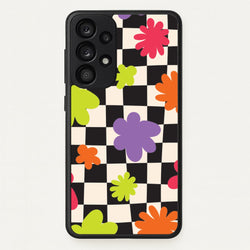 Abstract Flowers Checkered Pattern  - Psychedelic Phone Case for Galaxy A53