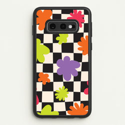 Abstract Flowers Checkered Pattern  - Psychedelic Phone Case for Galaxy S10e