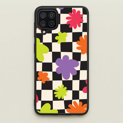Abstract Flowers Checkered Pattern  - Psychedelic Phone Case for Galaxy A12
