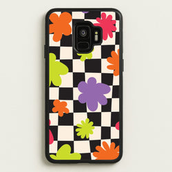 Abstract Flowers Checkered Pattern  - Psychedelic Phone Case for Galaxy S9