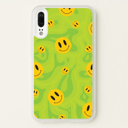 Green Wavey Smileys Pattern  - Psychedelic Phone Case for Huawei P20