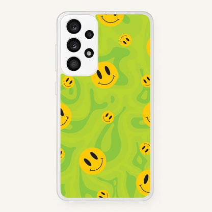 Green Wavey Smileys Pattern  - Psychedelic Phone Case for Galaxy A33