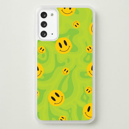 Green Wavey Smileys Pattern  - Psychedelic Phone Case for Galaxy Note 20