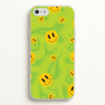Green Wavey Smileys Pattern  - Psychedelic Phone Case for iPhone 5 / 5s / SE 2016