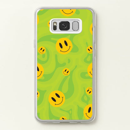 Green Wavey Smileys Pattern  - Psychedelic Phone Case for Galaxy S8