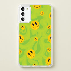Green Wavey Smileys Pattern  - Psychedelic Phone Case for Galaxy S20