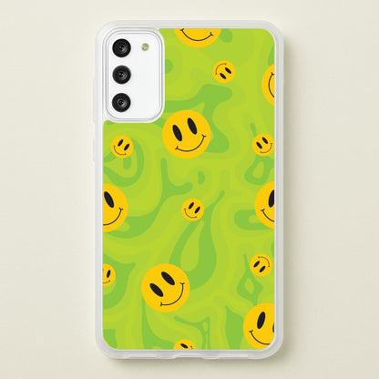 Green Wavey Smileys Pattern  - Psychedelic Phone Case for Galaxy S20