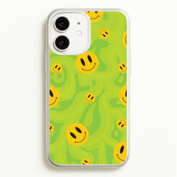 Green Wavey Smileys Pattern  - Psychedelic Phone Case for iPhone 11