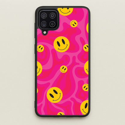Pink Wavey Smileys Pattern  - Psychedelic Phone Case for Galaxy A12