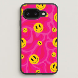 Pink Wavey Smileys Pattern  - Psychedelic Phone Case for Google Pixel 9a
