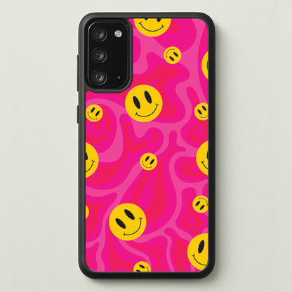 Pink Wavey Smileys Pattern  - Psychedelic Phone Case for Galaxy Note 20