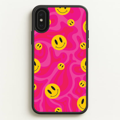 Pink Wavey Smileys Pattern  - Psychedelic Phone Case for iPhone XS Max