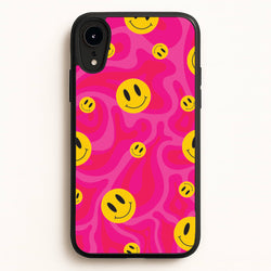 Pink Wavey Smileys Pattern  - Psychedelic Phone Case for iPhone XR