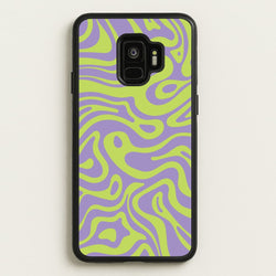 Green And Purple Waves Pattern  - Psychedelic Phone Case for Galaxy S9