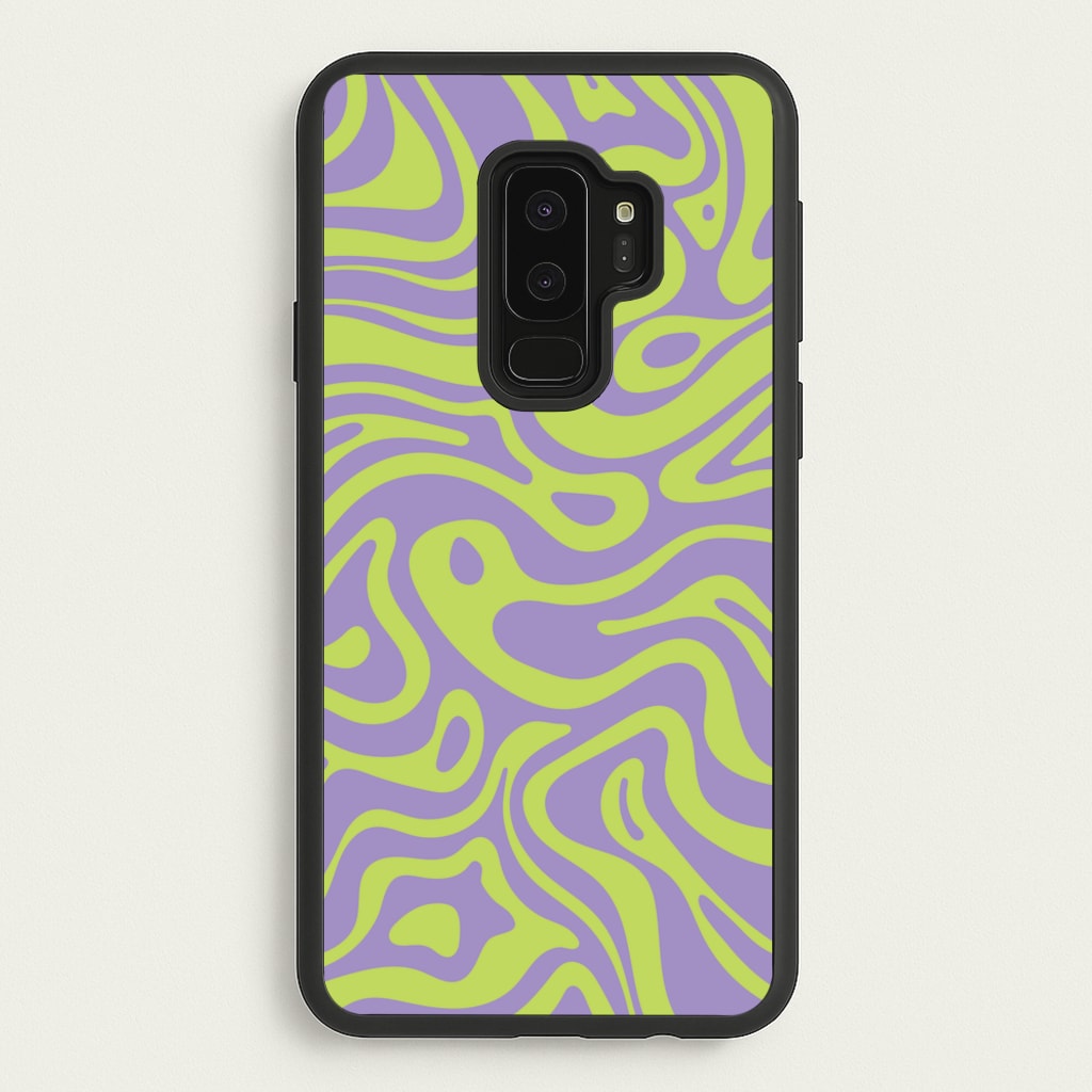 Green And Purple Waves Pattern  - Psychedelic Phone Case for Galaxy S9 Plus