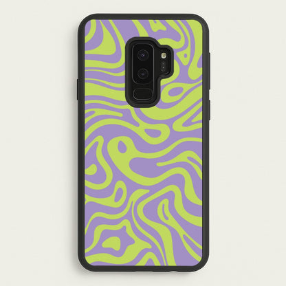 Green And Purple Waves Pattern  - Psychedelic Phone Case for Galaxy S9 Plus