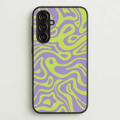 Green And Purple Waves Pattern  - Psychedelic Phone Case for Galaxy A16