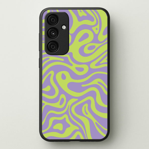Green And Purple Waves Pattern  - Psychedelic Phone Case for Galaxy A35