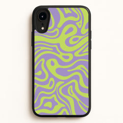 Green And Purple Waves Pattern  - Psychedelic Phone Case for iPhone XR