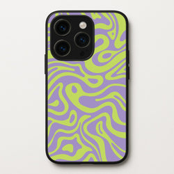 Green And Purple Waves Pattern  - Psychedelic Phone Case for iPhone 14 Pro