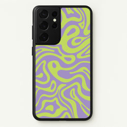 Green And Purple Waves Pattern  - Psychedelic Phone Case for Galaxy S21 Ultra