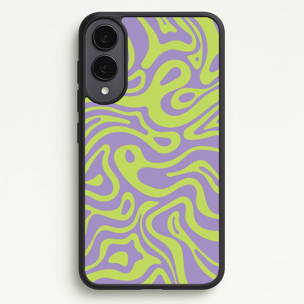 Green And Purple Waves Pattern  - Psychedelic Phone Case for Galaxy S25 Edge