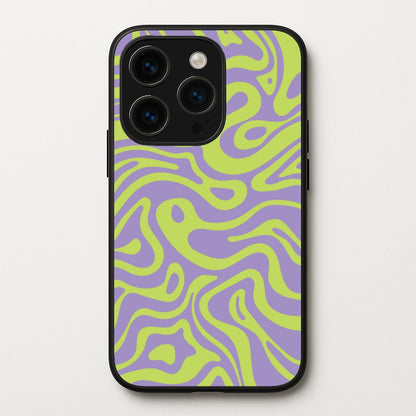 Green And Purple Waves Pattern  - Psychedelic Phone Case for iPhone 14 Pro Max