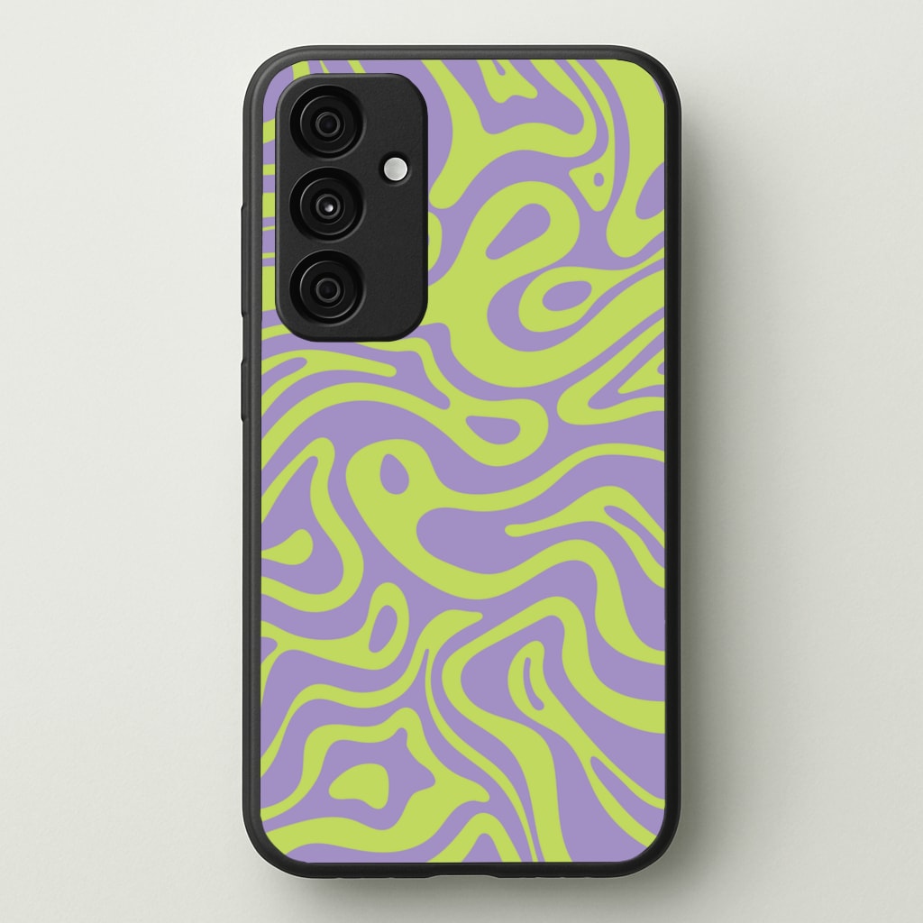 Green And Purple Waves Pattern  - Psychedelic Phone Case for Galaxy A15
